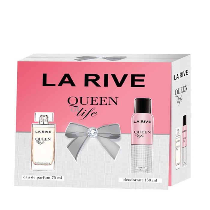 КОМПЛЕКТ ЛА РИВ QUEEN OF LIFE ПАРФЮМ ЗА ЖЕНИ 75 мл. + ДЕЗОДОРАНТ 150 мл. / LA RIVE SET QUEEN OF LIFE EAU DE PARFUM 75 ml + DEO 150 ml