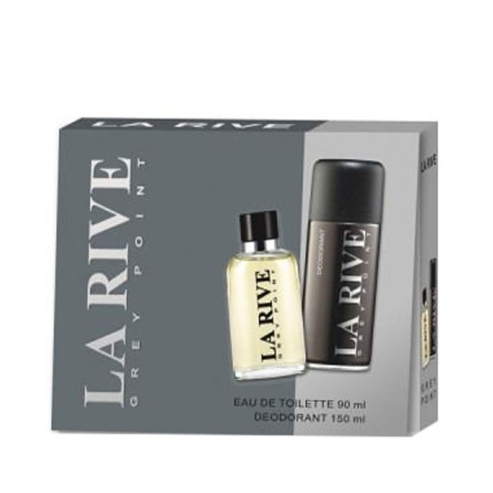 КОМПЛЕКТ ЛА РИВ GREY POINT ТОАЛЕТНА ВОДА 90 мл. и ДЕЗОДОРАНТ ЗА МЪЖЕ 150 мл. / LA RIVE GREY POINT SET FOR MAN EAU DE TOILETTE 90 ml &amp; DEODORANT 150 ml