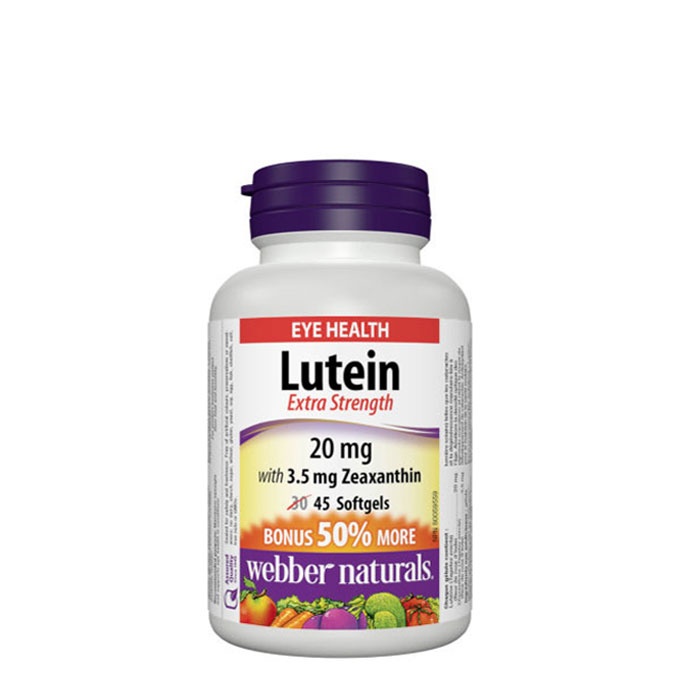 ЛУТЕИН 20 мг + ЗЕАКСАНТИН 3.5 мг капсули 45 броя / WEBBER NATURALS LUTEIN WITH ZEAXANTHIN EXTRA STRENGT