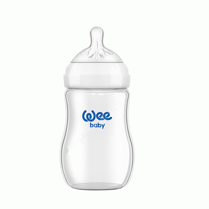 УИ БЕЙБИ ШИШЕ НАТУРАЛ ТЕРМОУСТОЙЧИВО СТЪКЛО 250 мл. 145 / WEE BABY FEEDING BOTTLE NATURAL HEAT RESISTANT GLASS