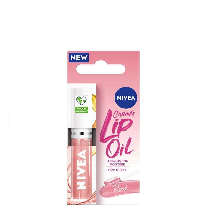НИВЕА ГЛАНЦ ЗА УСТНИ С ПОДХРАНВАЩИ МАСЛА ROSE 4.8 гр. / NIVEA LIP OIL WITH GLOSSY FINISH ROSE 4.8 g