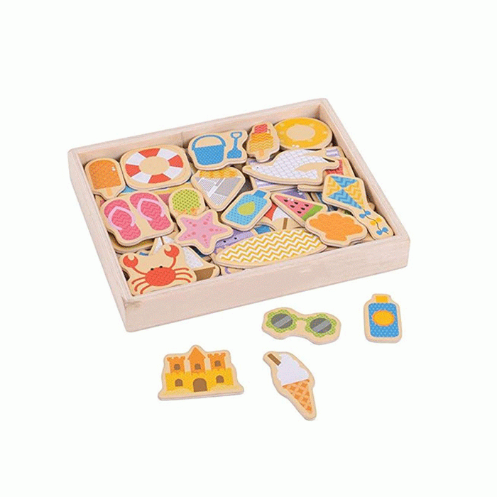 ДЪРВЕНИ МАГНИТИ - МОРСКИ БРЯГ БИГДЖИГС / BIGJIGS TOYS WOODEN SEA SIDE MAGNETS