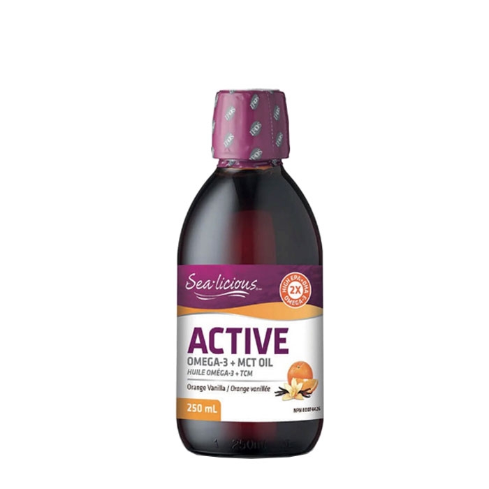 АКТИВ ОМЕГА 3 + МСТ МАСТНИ КИСЕЛИНИ И ВИТАМИН D3 250 мл / ACTIVE OMEGA 3 + MCT OIL AND VITAMIN D3 SEA-LICIOUS
