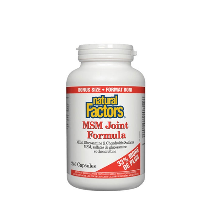 НАТУРАЛ ФАКТОРС МСМ ФОРМУЛА ЗА СТАВИ капсули 240 броя / NATURAL FACTORS MSM JOINT FORMULA WITH GLUCOSAMINE AND CHONDROITIN SULFATES