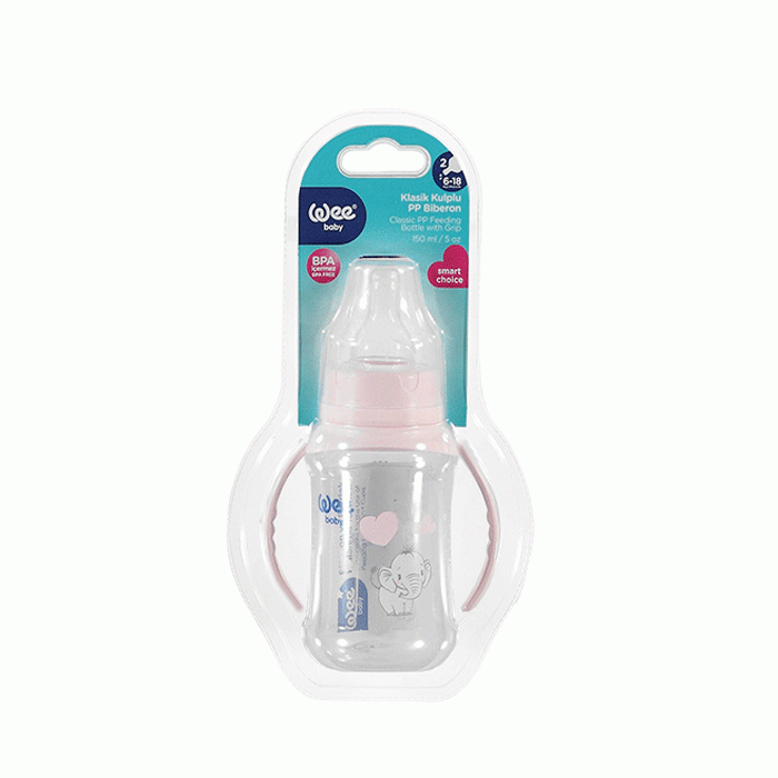 УИ БЕЙБИ ШИШЕ С ДРЪЖКИ И БИБЕРОН 150 мл. 744 / WEE BABY BOTTLE WITH HANDLES AND BOTTLE