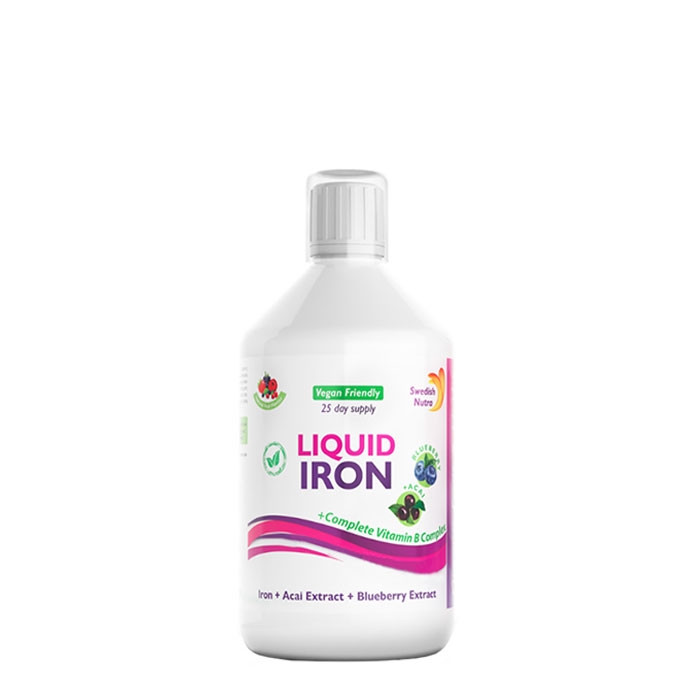 ЖЕЛЯЗО + B КОМПЛЕКС течна формула 500 мл. / SWEDISH NUTRA LIQUID IRON + COMPLETE VITAMIN B COPLEX 500