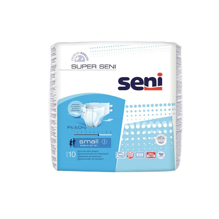 ПАМПЕРС ЗА ВЪЗРАСТНИ СЕНИ СУПЕР размер S 10 броя / SENI ADULT DIAPERS SUPER S