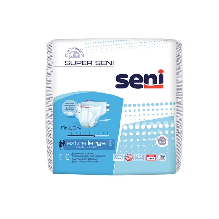 ПАМПЕРС ЗА ВЪЗРАСТНИ СЕНИ СУПЕР размер XL 10 броя / SENI ADULT DIAPERS SUPER XL