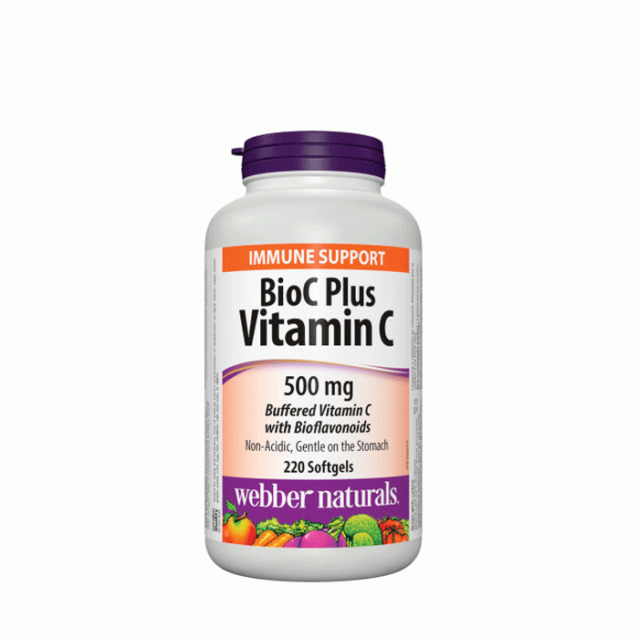 ВИТАМИН C (БУФЕРИРАН) 500 мг + БИОФЛАВОНОИДИ 60 мг капсули 220 броя / WEBBER NATURALS BUFFERED VITAMIN C