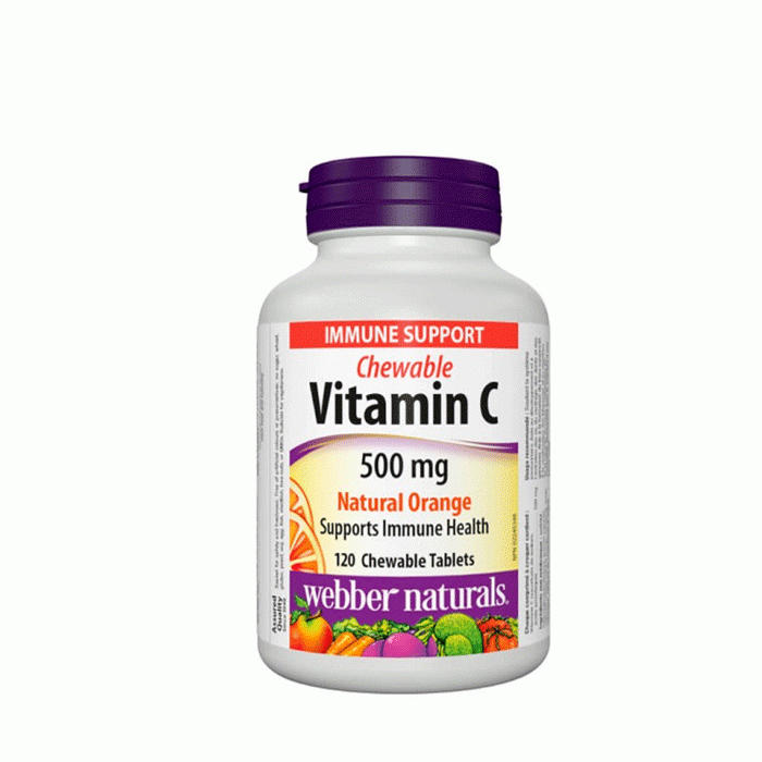ВИТАМИН C с вкус на портокал 500 мг дъвчащи таблетки 120 броя / WEBBER NATURALS VITAMIN C NATURAL ORANGE