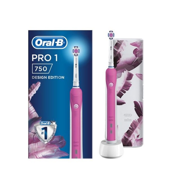 ЕЛЕКТРИЧЕСКА ЧЕТКА ЗА ЗЪБИ ОРАЛ Б PRO1 750 РОЗОВА + КАЛЪФЧЕ ЗА ПЪТУВАНЕ / ORAL B ELECTRIC TOOTHBRUSH PRO1