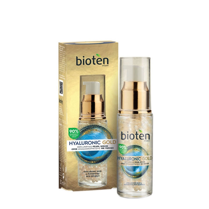 БИОТЕН ХИАЛУРОНИК ГОЛД УПЛЪТНЯВАЩ ПЕРЛЕН СЕРУМ 30 мл. / BIOTEN HYALURONIC GOLD REPLUMPING PEARL SERUM