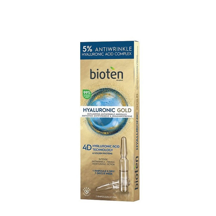 БИОТЕН ХИАЛУРОНИК ГОЛД АМПУЛИ ПРОТИВ БРЪЧКИ 1,3 мл. 7 броя / BIOTEN HYALURONIC GOLD AMPOULES