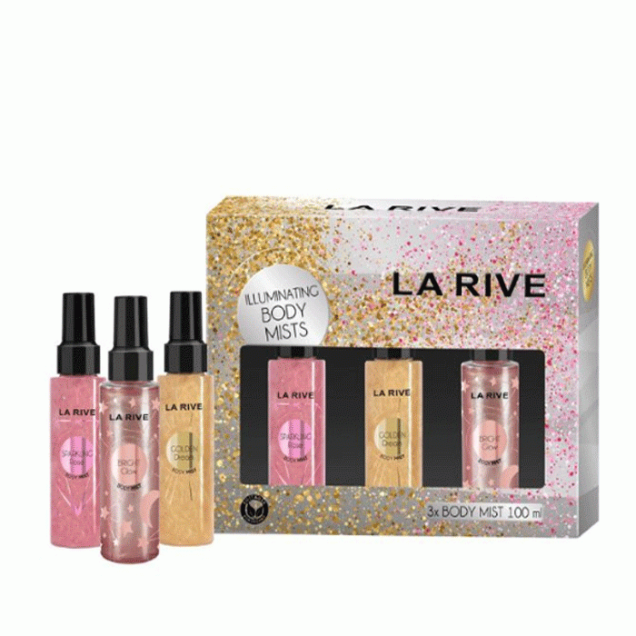 KОМПЛЕКТ ЛА РИВ ПАРФЮМЕН СПРЕЙ ЗА ТЯЛО С БЛЯСЪК BODY MISTS 3 броя / LA RIVE SET ILLUMINATING BODY MISTS