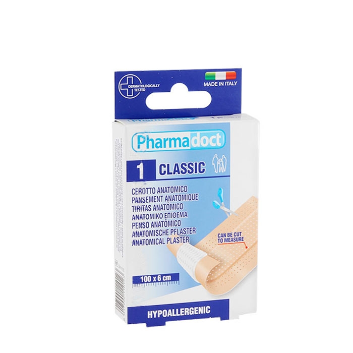 ФАРМАДОКТ КЛАСИК ВОДОУСТОЙЧИВ ПЛАСТИР (ЛЕНТА) 100 х 6 см. / PHARMADOCT CLASSIC ANATOMICAL PLASTER