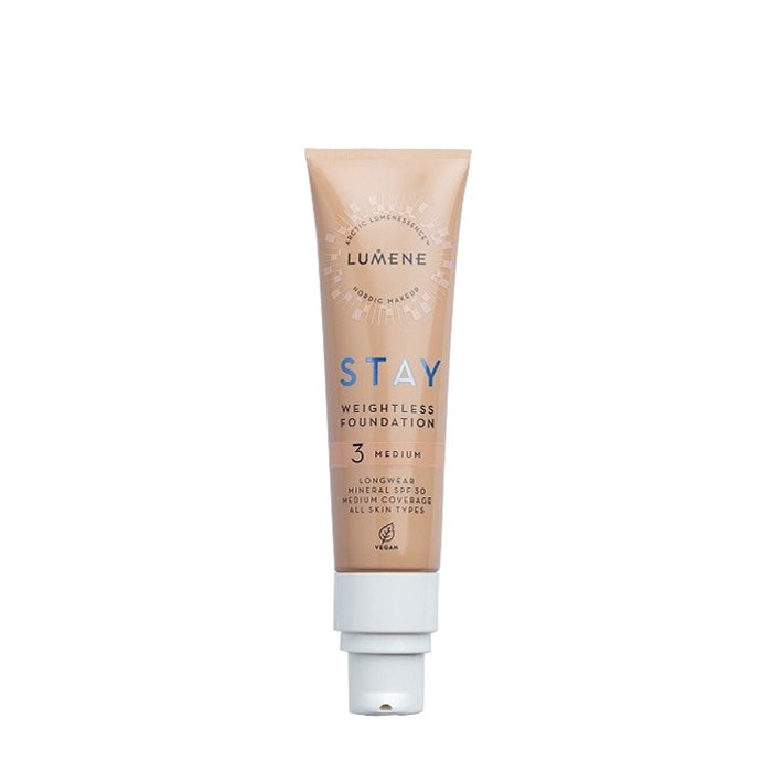 ВЕГАН ДЪЛГОТРАЕН ФОН ДЬО ТЕН С МИНЕРАЛЕН SPF30 STAY 3 MEDIUM 30 мл. / LUMENE STAY WHEIGHTLESS FONDATION LONGWEAR MINERAL