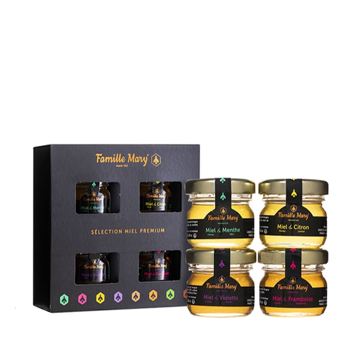 СЕЛЕКЦИЯ ОТ ПРЕМИУМ ПЧЕЛНИ МЕДОВЕ 30 г 4 броя / FAMILLE MARY PREMIUM HONEYS SELECTION