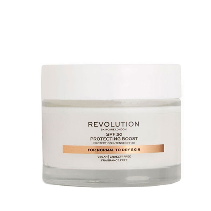 РЕВОЛЮШЪН SKINCARE ХИДРАТИРАЩ КРЕМ ЗА ЛИЦЕ ЗА НОРМАЛНА И СУХА КОЖА SPF 30 50 мл. / REVOLUTION SKINCARE PROTECTING BOOST FACE CREAM FOR NORMAL AND DRY SKIN