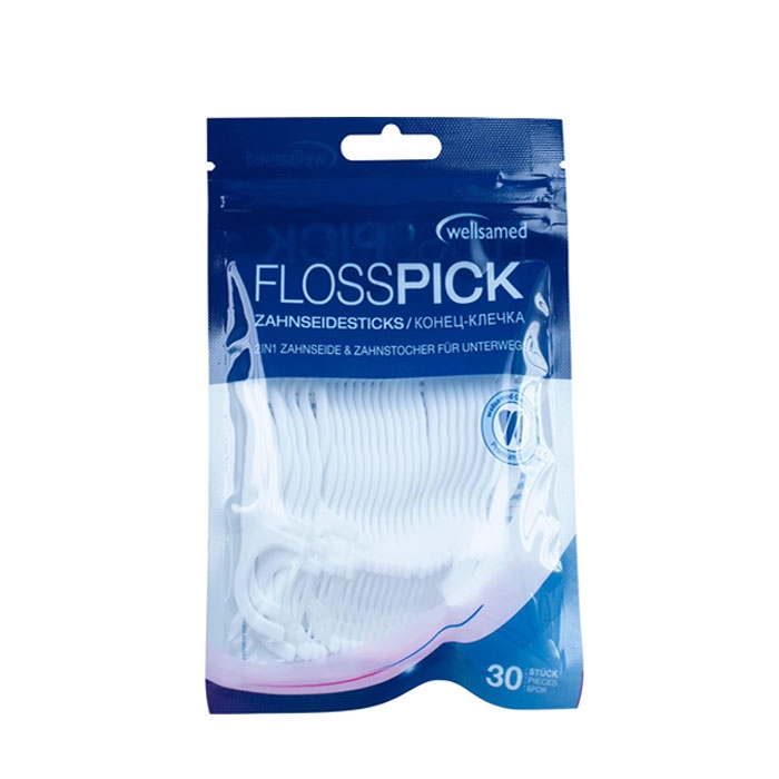 КЛЕЧКИ ЗА ЗЪБИ + КОНЕЦ 30 броя / WELLSAMED FLOSS-PICK