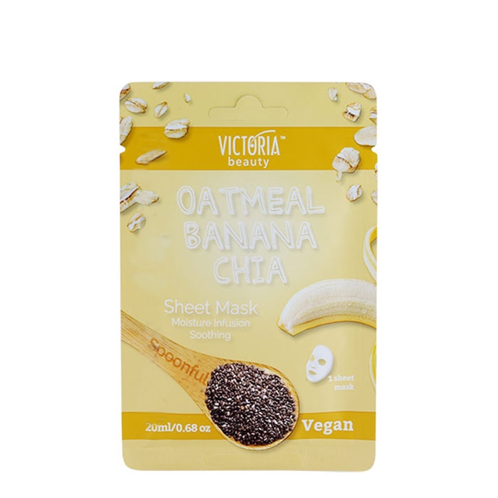 ШИЙТ МАСКА ЗА ЛИЦЕ С ОВЕСЕНИ ЯДКИ, БАНАН И ЧИА 20 мл. / VICTORIA BEAUTY OATMEAL, BANANA, CHIA SHEET MASK