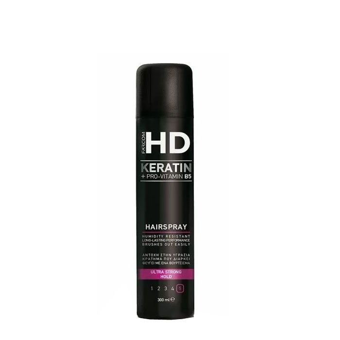 ФАРКОМ HD ЛАК ЗА КОСА УЛТРА СТРОНГ ХОЛД 300 мл. / FARCOM HD KERATIN + PROVITAMIN B5 HAIR SPARY ULTRA STRONG HOLD