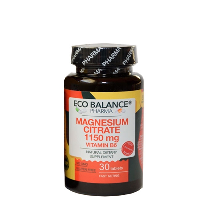 ЕКО БАЛАНС МАГНЕЗИЕВ ЦИТРАТ + ВИТАМИН B6 таблетки 30 броя / ECO BALANCE MAGNESIUM CITRATE + VITAMIN B6