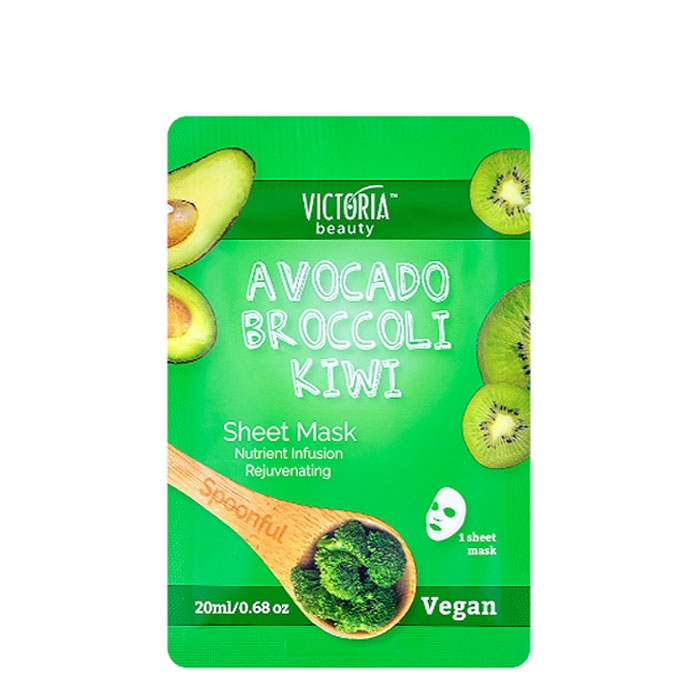 ЛИСТ МАСКА ЗА ЛИЦЕ С АВОКАДО, БРОКОЛИ И КИВИ 20 мл. / VICTORIA BEAUTY SPOONFUL SHEET MASK WITH AVOCADO, KIWI AND BROCCOLI