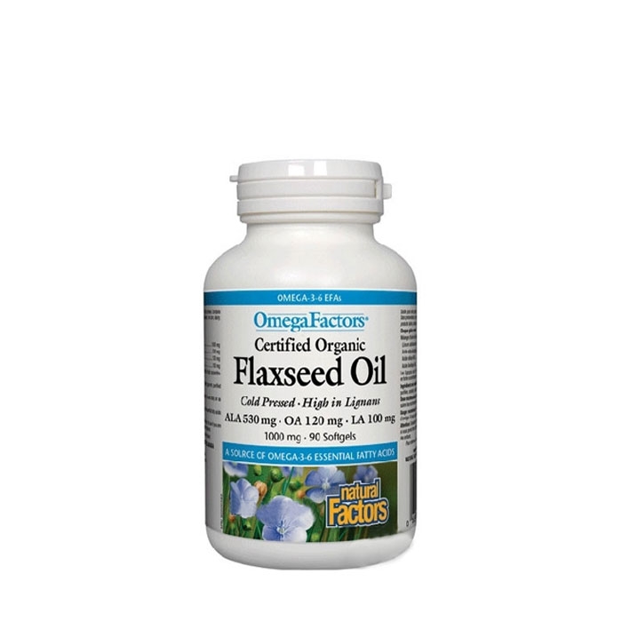 НАТУРАЛ ФАКТОРС ЛЕНЕНО МАСЛО капсули 1000 мг 90 броя / NATURAL FACTORS FLAXSEED OIL