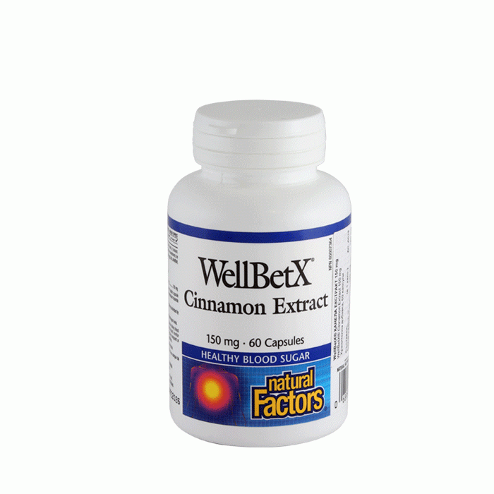 НАТУРАЛ ФАКТОРС КАНЕЛА ЕКСТРАКТ 150 мг 60 броя капсули / NATURAL FACTORS WELLBETX CINNAMON EXTRACT