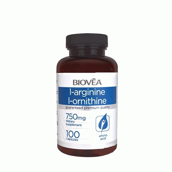 БИОВЕА L-АРГИНИН И L-ОРНИТИН капсули 100 броя / BIOVEA L - ARGININE / L ...