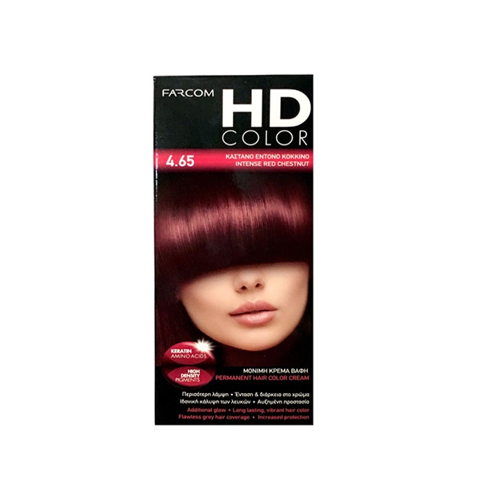 ФАРКОМ HD БОЯ ЗА КОСА №4.65 НАСИТЕНО КЕСТЕНЯВО ЧЕРВЕНО / FARCOM HD COLOR №4.65 RED CHESTNUT