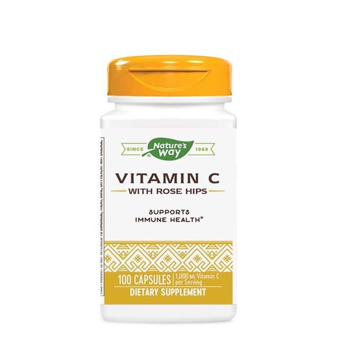 ВИТАМИН C + ШИПКА капсули 500 мг 100 броя / NATURE&#039;S WAY VITAMIN C WITH ROSE HIPS