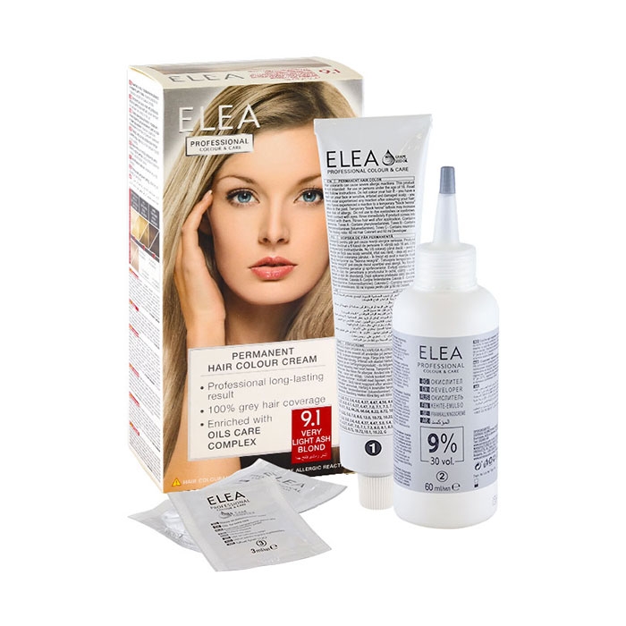 ЕЛЕА БОЯ ЗА КОСА 9.1 МНОГО СВЕТЛО ПЕПЕЛНО РУС / ELEA PROFESSIONAL COLOUR &amp; CARE 9.1 VERY LIGHT ASH BLOND