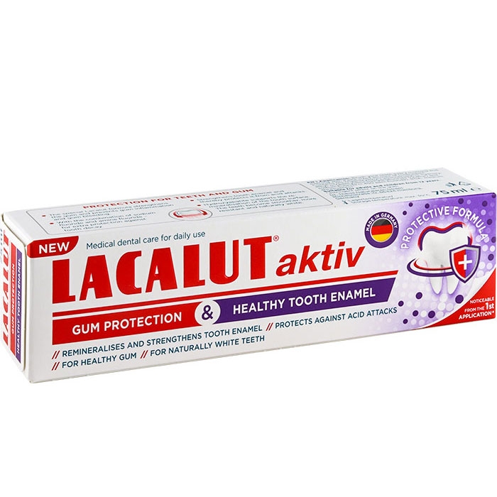ПАСТА ЗА ЗЪБИ ЛАКАЛУТ АКТИВ И ЗДРАВ ЕМАЙЛ 75 мл / NATUR PRODUCT LACALUT AKTIV TOOTHPASTE HEALTHY ENAMEL
