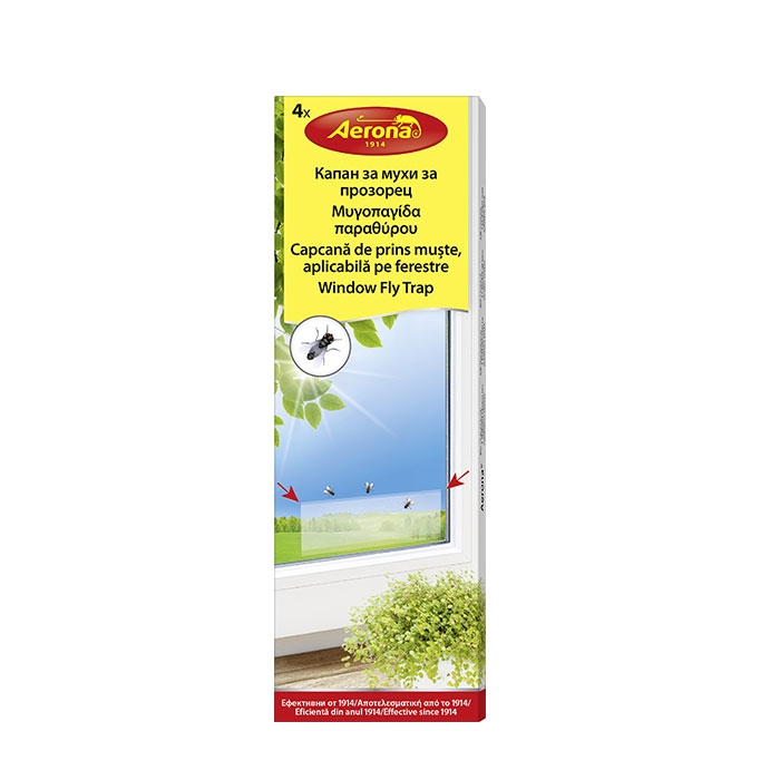 АЕРОНА КАПАН ЗА МУХИ ЗА ПРОЗОРЕЦ - ПРОЗРАЧЕН 4 броя / AERONA WINDOW FLY TRAP