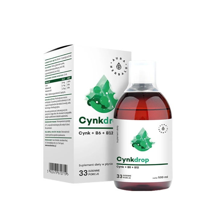 АУРА ХЕРБАЛС ЦИНКДРОП + B6 + B12 разтвор 500 мл / AURA HERBALS CYNKDROP + B6 + B12