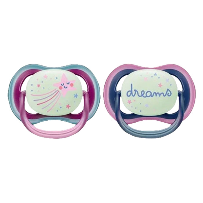 АВЕНТ ЗАЛЪГАЛКА ULTRA AIR NIGHT мечти 6-18 месеца 2 броя + КУТИЯ / AVENT SOOTHER ULTRA AIR NIGHT dreams 6-18 months + BOX