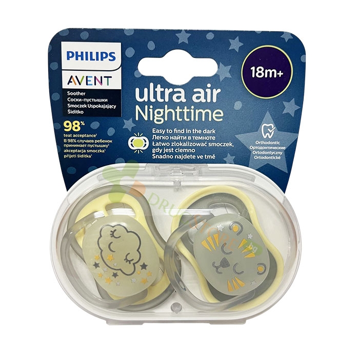 АВЕНТ ЗАЛЪГАЛКА ULTRA AIR NIGHT 18+ месеца 2 броя + КУТИЯ / AVENT ULTRA AIR NIGHT 18+ months SOOTHER+BOX