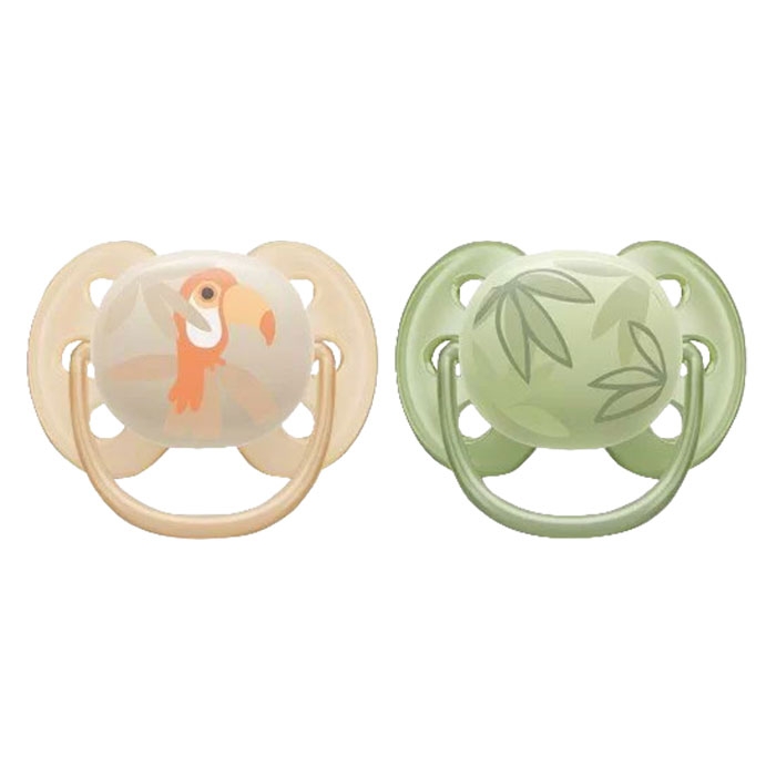 АВЕНТ ЗАЛЪГАЛКА ULTRA SOFT тукан 0-6 месеца 2 броя + КУТИЯ / AVENT SOOTHER ULTRA SOFT tucan 0-6 months + BOX