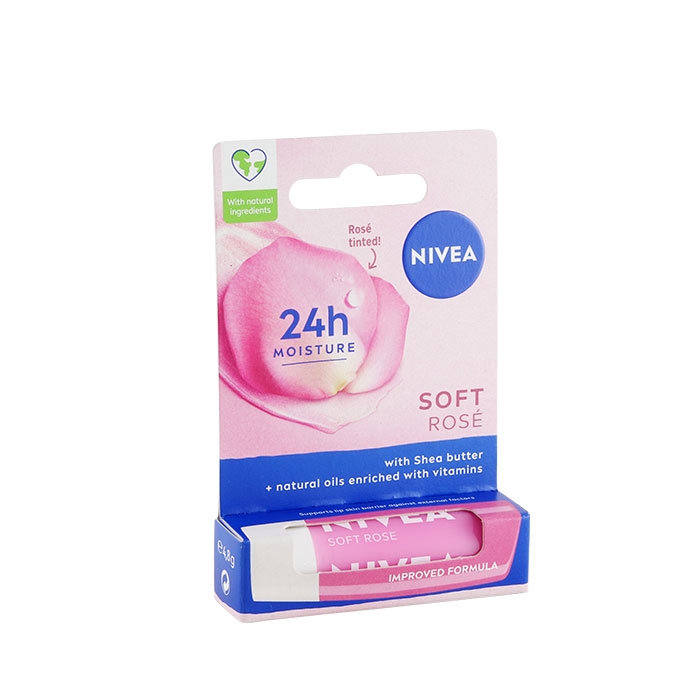 НИВЕА БАЛСАМ ЗА УСТНИ РОЗА 4.8 г / NIVEA LIP CARE BALM SOFT ROSE