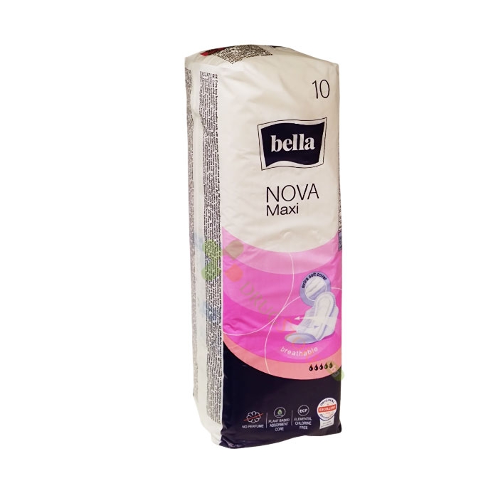 ДАМСКИ ПРЕВРЪЗКИ БЕЛЛА НОВА МАКСИ ПАМУК 10 броя / BELLA NOVA MAXI COTTON SANITARY NAPKINS