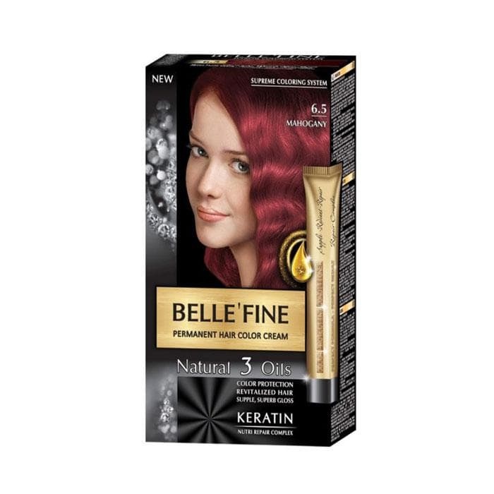БЕЛ ФАЙН БОЯ ЗА КОСА 6.5 МАХАГОН / BELLE`FINE PERMANENT HAIR COLOR CREAM 6.5 MAHOGANY