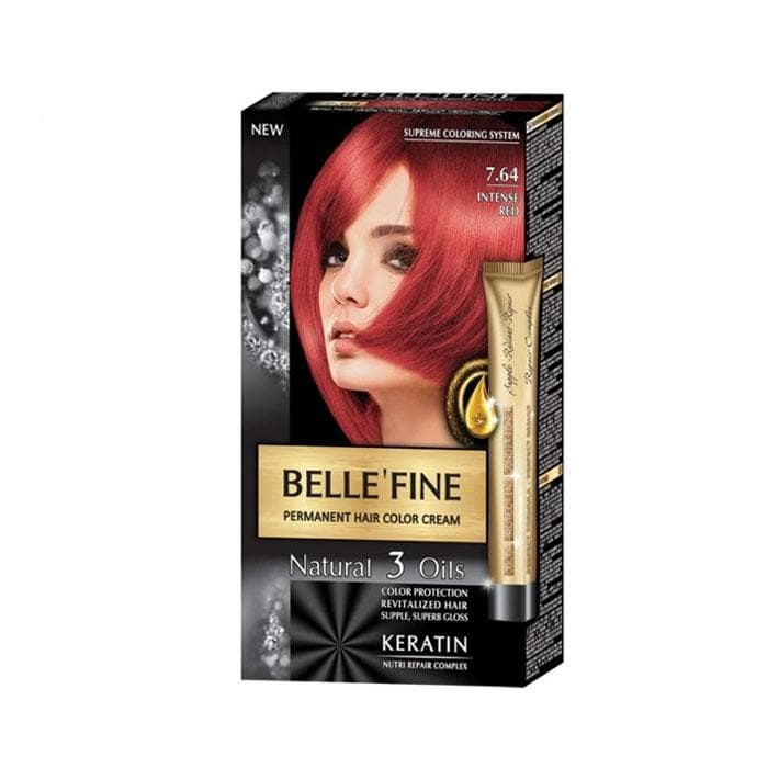 БЕЛ ФАЙН БОЯ ЗА КОСА 7.65 ЧЕРВЕН РУБИН / BELLE`FINE PERMANENT HAIR COLOR CREAM 7.65 RUBY RED