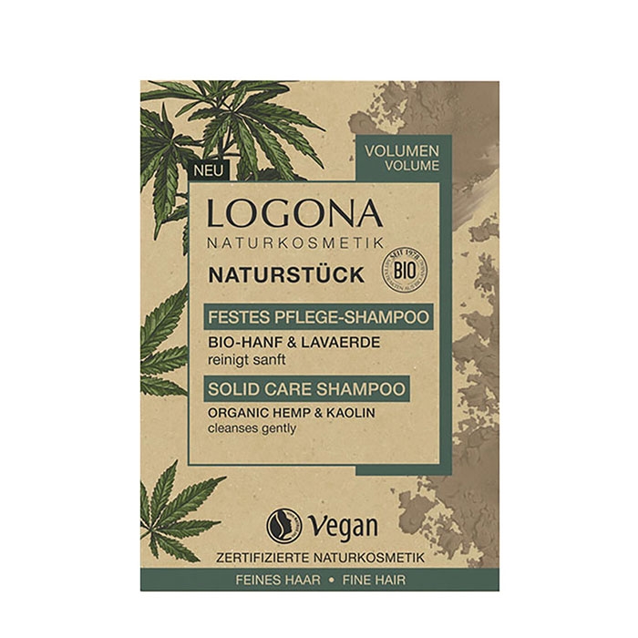 БИО ТВЪРД ШАМПОАН ЗА ОБЕМ С ОРГАНИЧЕН КОНОП И БЯЛА ГЛИНА 60 г / LOGONA SOLID CARE VOLUME SHAMPOO HEMP AND KAOLIN