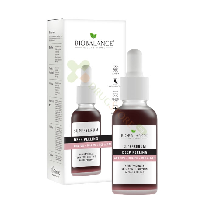 СУПЕР СЕРУМ ЗА ДЪЛБОК ПИЛИНГ AHA 10% + BHA 2% + ЧЕРВЕНИ ВОДОРАСЛИ 30 мл / BIOBALANCE SUPER SERUM AHA-PEELING AHA 10% + BHA 2% + ALGAE