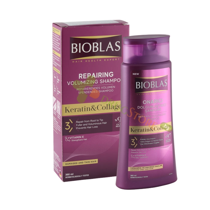 БИОБЛАС ШАМПОАН С КЕРАТИН И КОЛАГЕН ЗА ТЪНКА КОСА 360 мл / BIOBLAS REPAIR VOLUMIZING SHAMPOO KERATIN &amp; COLLAGEN