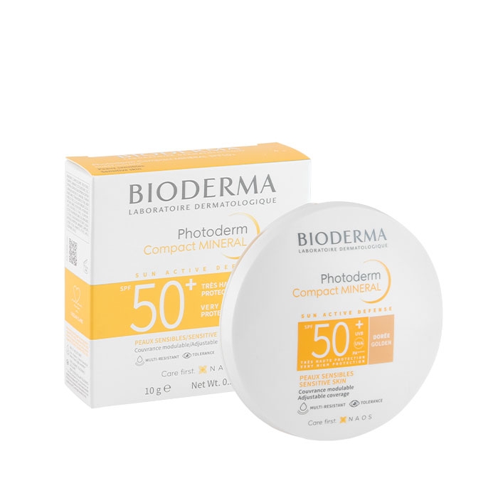 БИОДЕРМА ФОТОДЕРМ МАКС ФОТОЗАЩИТНА ПУДРА ЗА ЛИЦЕ ЗЛАТИСТ ЦВЯТ SPF50+ 10 г / BIODERMA PHOTODERM MAX MINETAL COMPACT GOLD