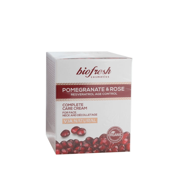 БИОФРЕШ VIA NATURAL POMEGRANATE &amp; ROSE КРЕМ ЗА ЦЯЛОСТНА ГРИЖА ЗА ЛИЦЕ, ШИЯ И ДЕКОЛТЕ 200 мл / BIOFRESH VIA NATURAL POMEGRANATE &amp; ROSE COMPLETE CARE CREAM