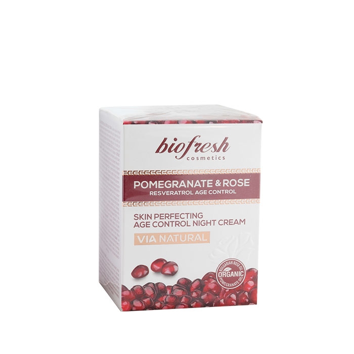 БИОФРЕШ VIA NATURAL POMEGRANATE &amp; ROSE ВЪЗСТАНОВЯВАЩ НОЩЕН КРЕМ 50 мл / BIOFRESH VIA NATURAL POMEGRANATE &amp; ROSE SKIN PERFECTING AGE CONTROL NIGHT CREAM