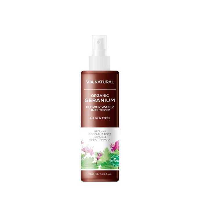 БИОФРЕШ VIA NATURAL ОРГАНИК ФЛОРАЛНА ВОДА ЗДРАВЕЦ 200 мл / BIOFRESH VIA NATURAL ORGANIC GERANIUM FLOWER WATER UNFILTERED